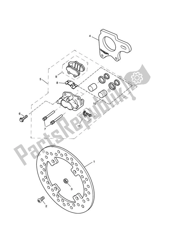 All parts for the Break Rear of the Triumph Speed Triple 1050 UP TO VIN 333178 2005 - 2010