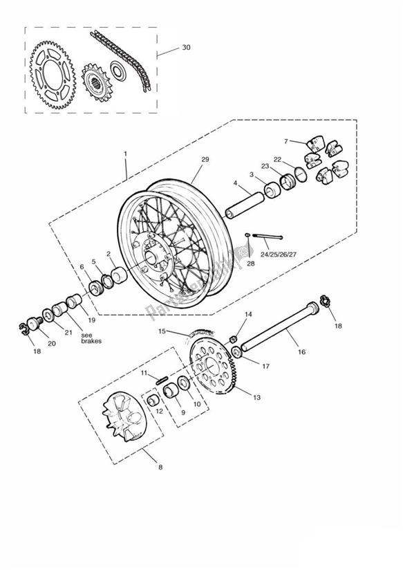 Toutes les pièces pour le Rear Wheel Up To Vin 029155 du Triumph Thunderbird 900 885 1995 - 2004