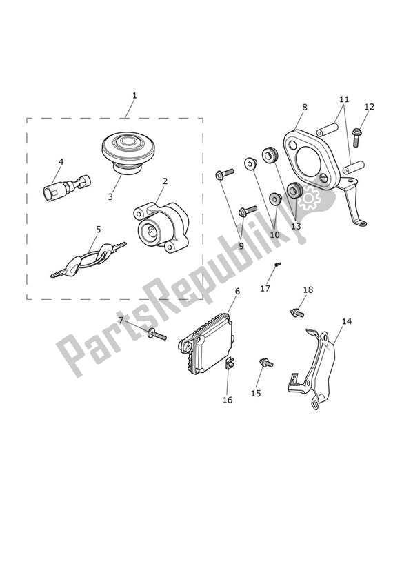 All parts for the Lock Set of the Triumph Bobber From AC 1196 1200 2017 - 2021