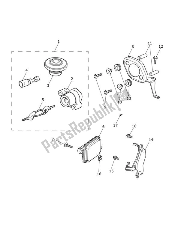 All parts for the Lock Set of the Triumph Speedmaster 1200 From AC 1201 2022 - 2024