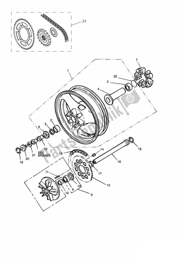 All parts for the Rear Wheel Up To Vin 016921 of the Triumph Sprint 900 Carburator 885 1991 - 1998