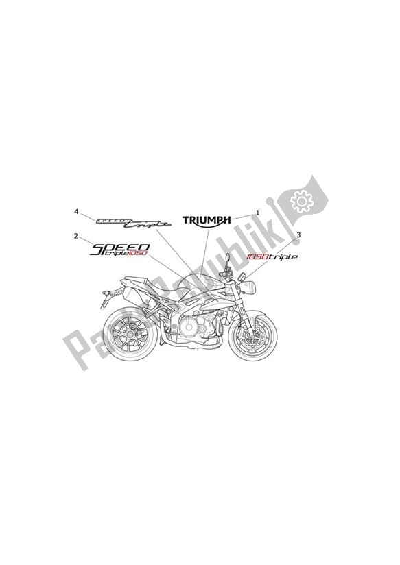 Alle onderdelen voor de Decal From Vin 657553 And Ed94 van de Triumph Speed Triple 1050 From VIN 461332 2005 - 2010
