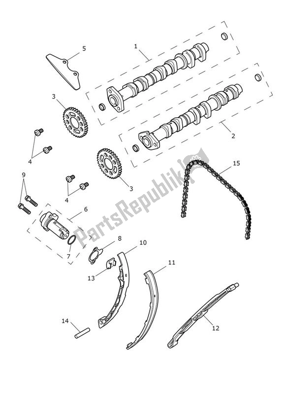 Todas as partes de Camshafts Timing Chain do Triumph Trident 660 2020 - 2024