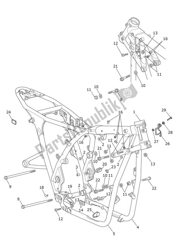 All parts for the Main Frame Assembly of the Triumph Thruxton R 1200 2016 - 2020