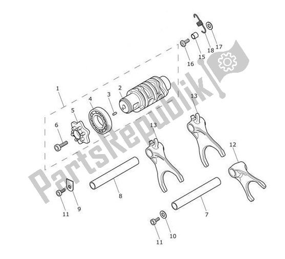 All parts for the Gear Selector Drum of the Triumph Tiger XRX From VIN 855532 1215 2018 - 2021