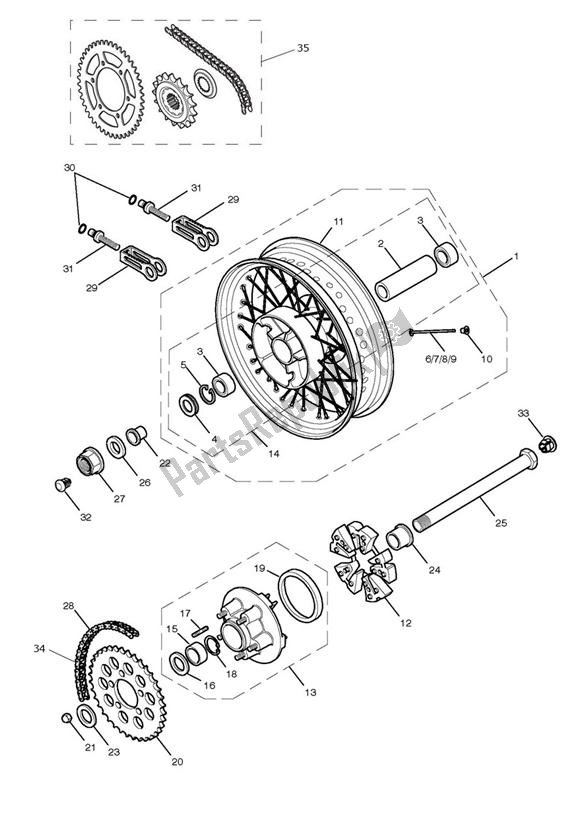 All parts for the Rear Wheel of the Triumph Scrambler EFI UP TO 2015 865 2008 - 2016