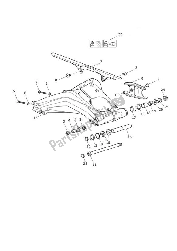 Todas las partes para Basculante de Triumph Daytona R From VIN 564948 675 2017 - 2018