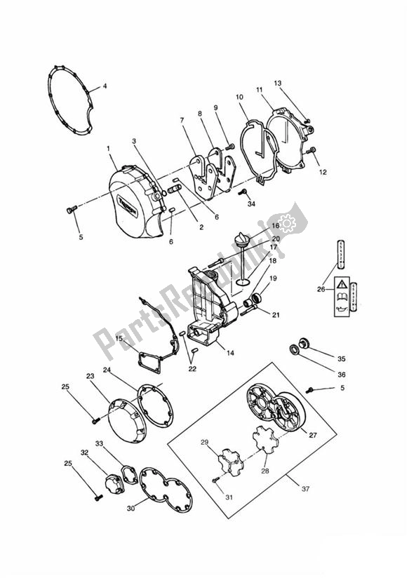 Tutte le parti per il Engine Cover 3zylinder Grau From Vin004902 del Triumph Trophy UP TO VIN 29155 1215 2012 - 2017