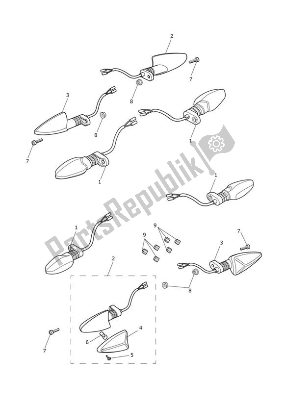 All parts for the Indicator of the Triumph Tiger 1200 SE Desert 1215 2018 - 2020