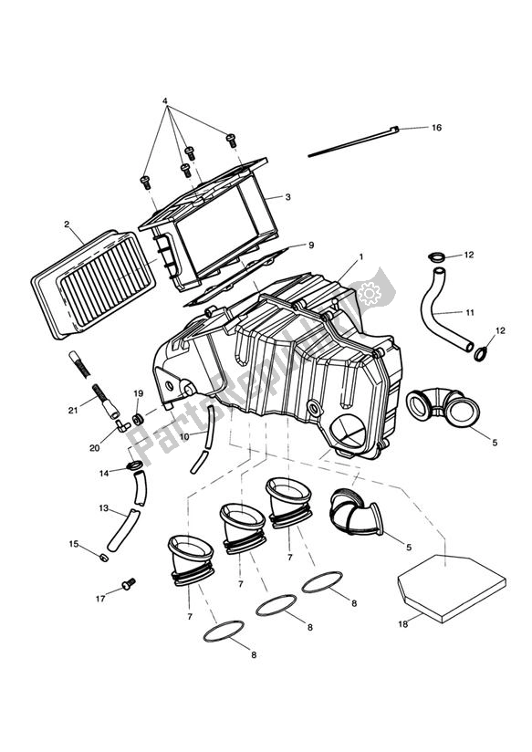 All parts for the Airbox (airfilter) of the Triumph Sprint ST 955I UP TO VIN 139276 1999 - 2001