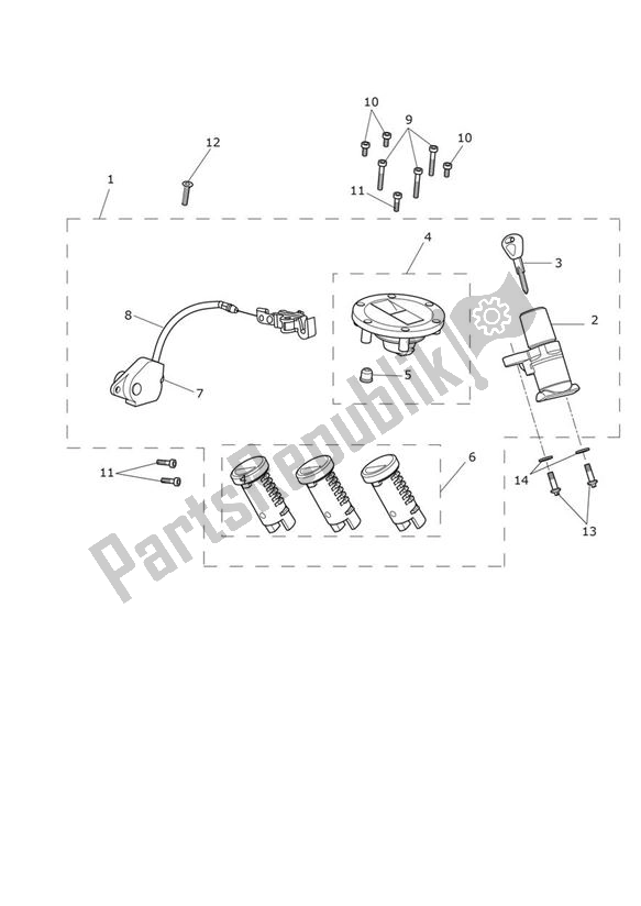 Tutte le parti per il Lockset Ignition del Triumph Tiger Explorer XC 1215 2012 - 2016