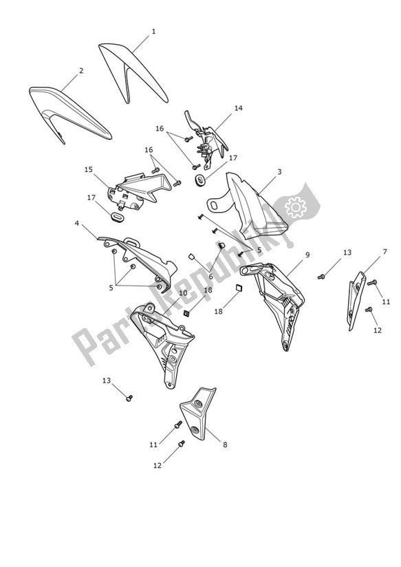 Tutte le parti per il Fairing Laterally del Triumph Street Triple S 660 From VIN 967907 2021 - 2024