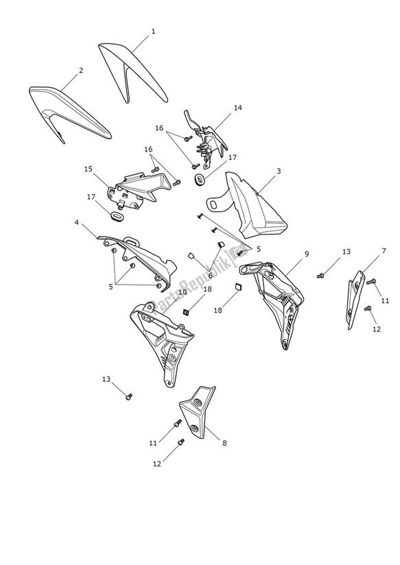 All parts for the Fairing Laterally of the Triumph Street Triple S From VIN 974463 765 2021 - 2024