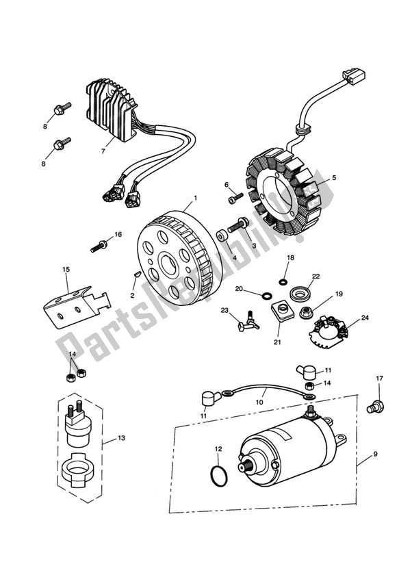 Toutes les pièces pour le Starter Generator du Triumph Daytona 955I From VIN 132513 1997 - 2006