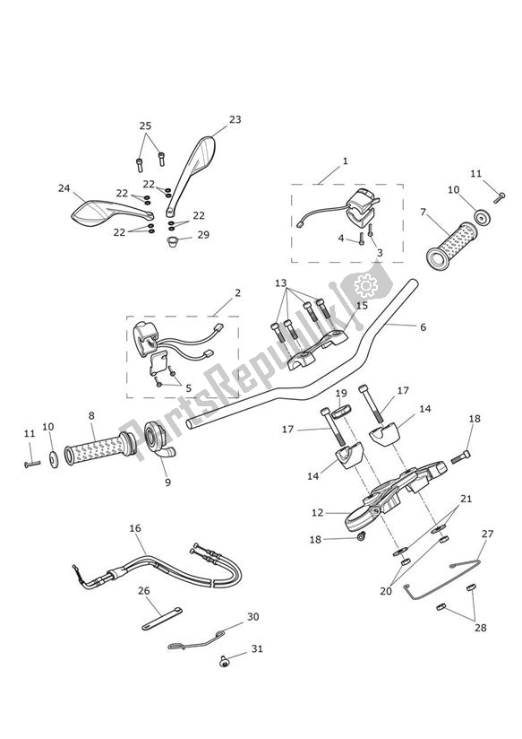 Toutes les pièces pour le Handlebar Switch du Triumph Street Triple R & RX From VIN 560477 675 2012 - 2016