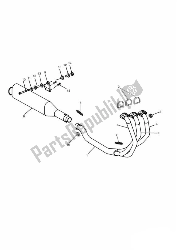 Todas as partes de Exhaust Up To Vin071698 do Triumph Daytona T 595 / 955I 1997 - 2001