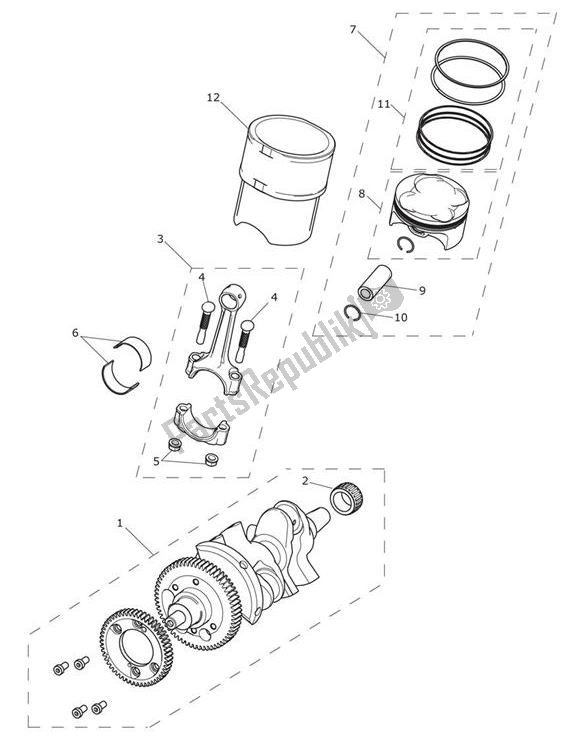 Tutte le parti per il Crank Shaft Connecting Rod Piston del Triumph Tiger 1200 XCX 1215 2018 - 2020