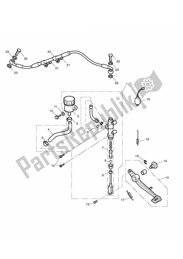 Alle onderdelen voor de Break Rear van de Triumph Daytona R UP TO VIN 564947 675 2009 - 2017