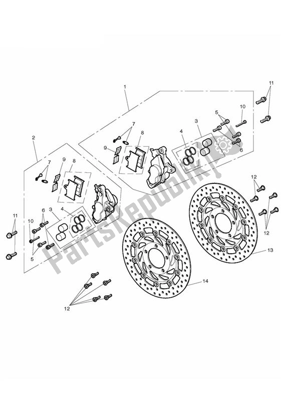 All parts for the Break Front of the Triumph Thunderbird Commander 1699 2014 - 2016