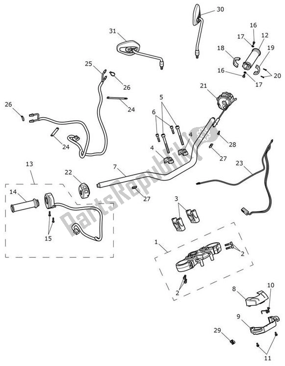 All parts for the Handlebar Switch of the Triumph Tiger 1200 XCX 1215 2018 - 2020