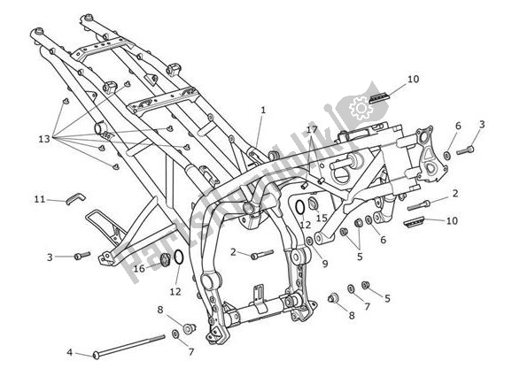 Tutte le parti per il Main Frame Assembly del Triumph Tiger XRX From VIN 855532 1215 2018 - 2021