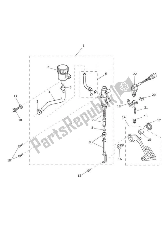 Tutte le parti per il Master Cylinder Assy Rear del Triumph Tiger XRX UP TO VIN 855531 1215 2015 - 2017