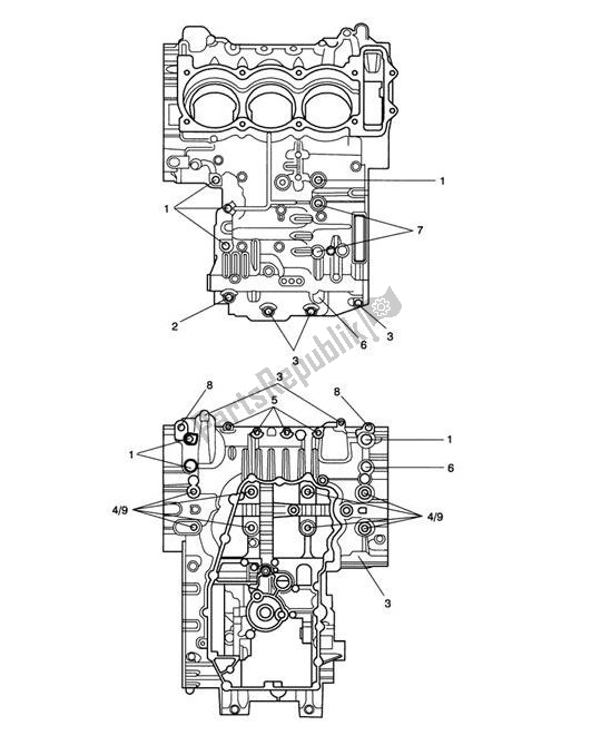 Alle onderdelen voor de Crankcase Screws van de Triumph Tiger Sport From VIN 750470 1050 2021 - 2024