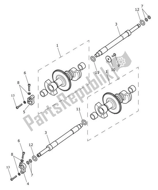 All parts for the Balancer Shafts of the Triumph Scrambler 1200 XC UP TO AE 9097 2019 - 2020