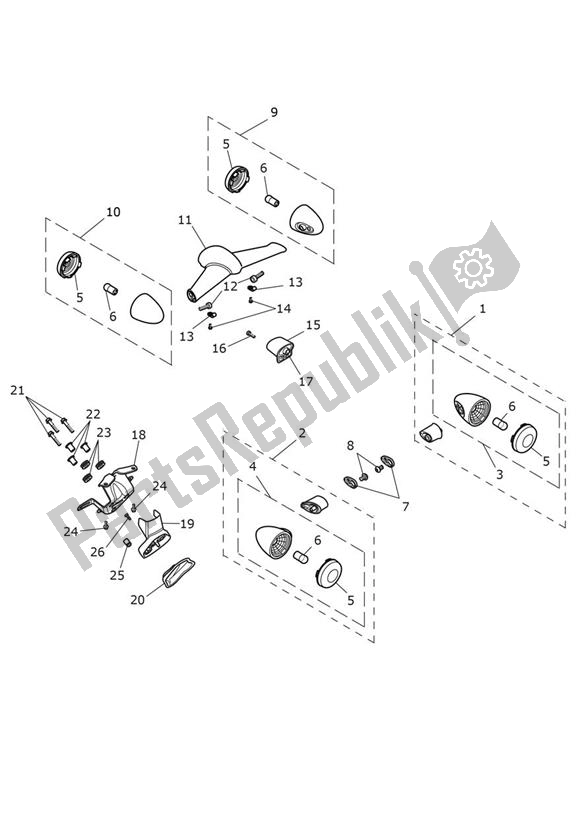 All parts for the Indicator of the Triumph Thunderbird Commander 1699 2014 - 2016