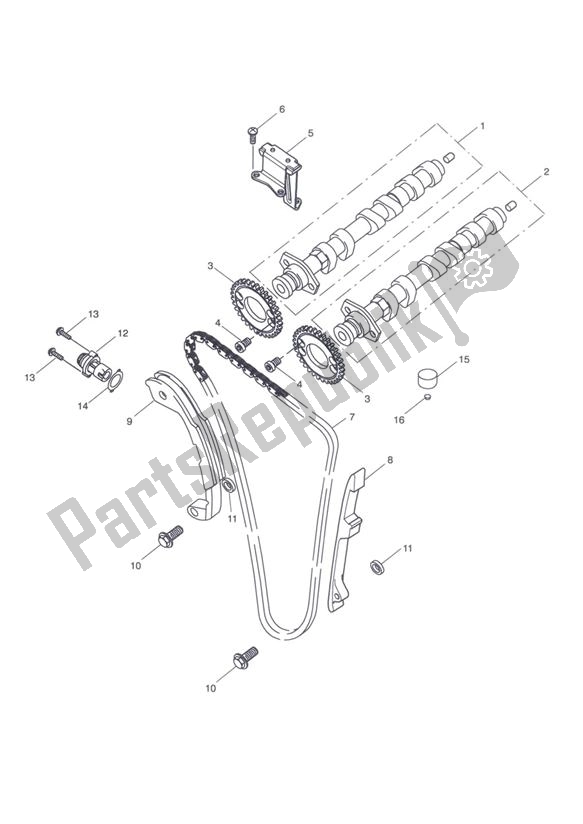 Wszystkie części do Camshafts Timing Chain Triumph Tiger Sport UP TO VIN 750469 1050 2013 - 2021