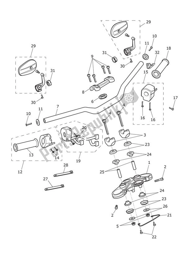 All parts for the Handlebar Switch of the Triumph Speed Triple R From VIN 735437 1050 2016 - 2018