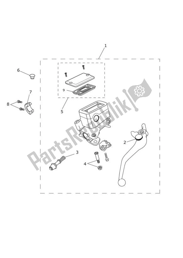 All parts for the Master Cylinder Assy Front of the Triumph Trophy 1215 2013 - 2017