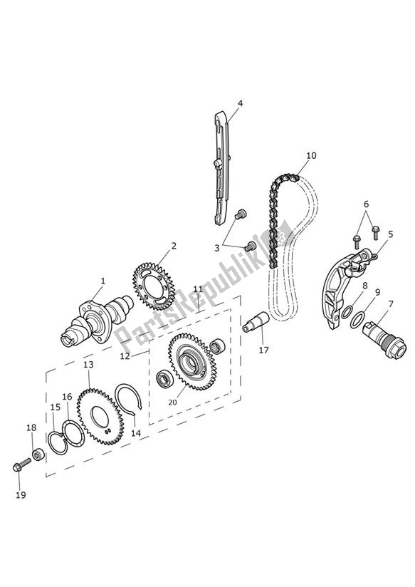 All parts for the Camshafts - Speed Twin 900 of the Triumph Speed Twin 900 2019 - 2021