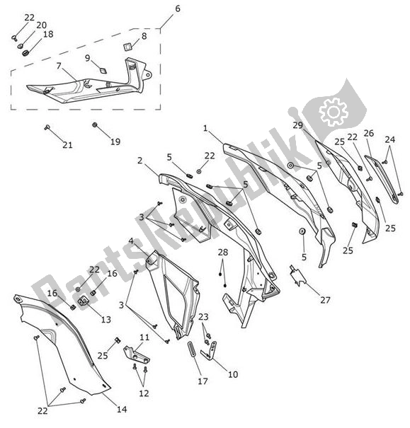 All parts for the Fairing Left of the Triumph Tiger 1200 XR 1215 2018 - 2020