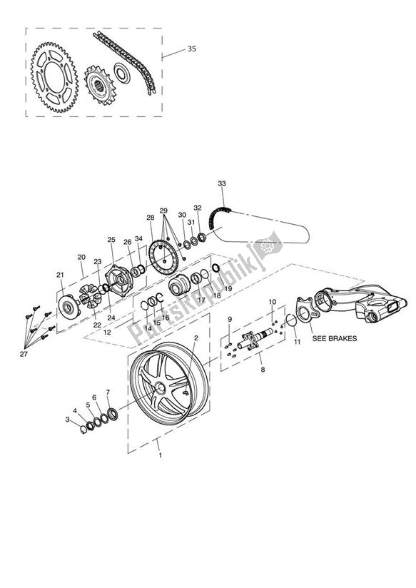 All parts for the Rear Wheel of the Triumph Sprint GT 1050 2011 - 2016