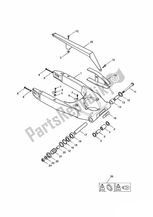 Tutte le parti per il Forcellone del Triumph TT 600 599 2000 - 2003