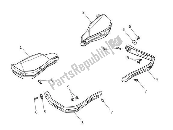 All parts for the Hand Guard of the Triumph Scrambler 1200 XE UP TO AC 8498 2019 - 2021