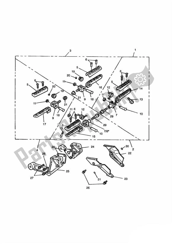 Todas las partes para Reposapiés de Triumph Trophy UP TO VIN 29155 1215 2012 - 2017