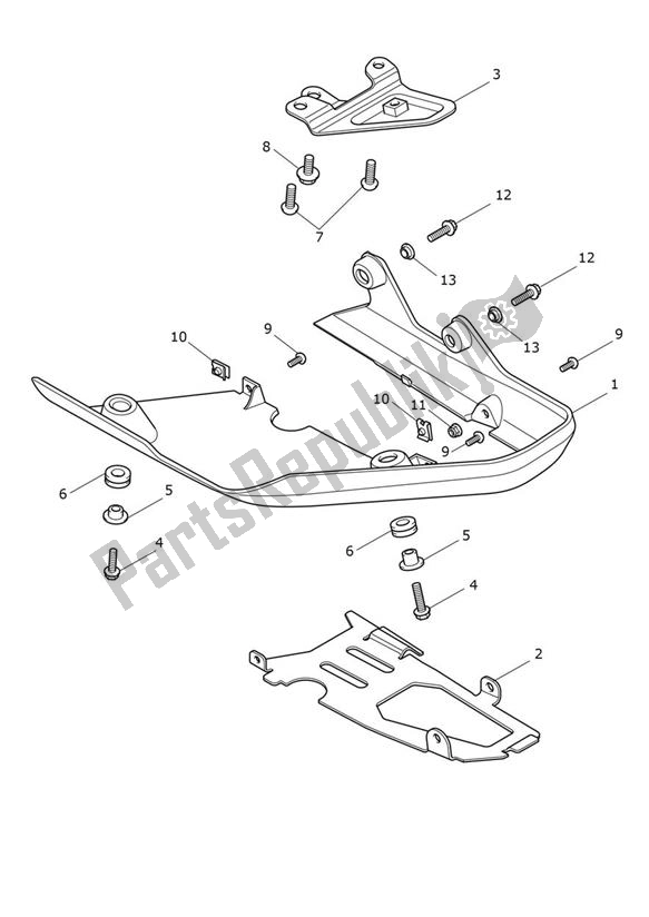 Alle onderdelen voor de Sumpguard van de Triumph Tiger 900 GT PRO UP TO BP 5372 888 2020 - 2021