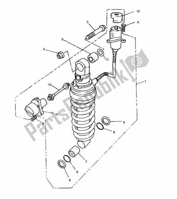 Todas as partes de Rear Suspension Unit From Vin051976 do Triumph Trident 750 & 900 748 1990 - 1998