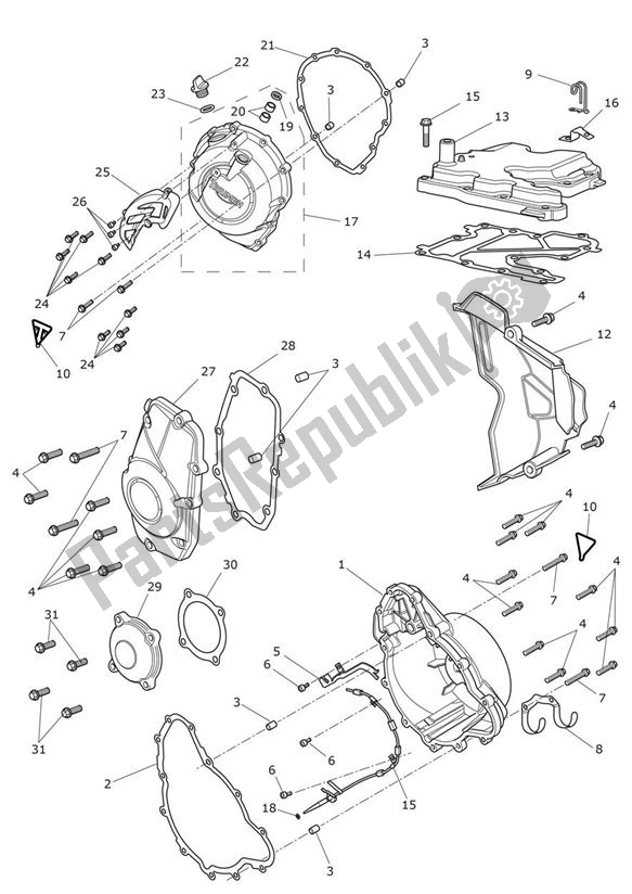 Tutte le parti per il Coperchio Del Motore del Triumph Tiger XCA UP TO VIN 855531 1215 2015 - 2017