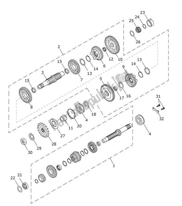 All parts for the Gears of the Triumph Scrambler 1200 XE UP TO AC 8498 2019 - 2021