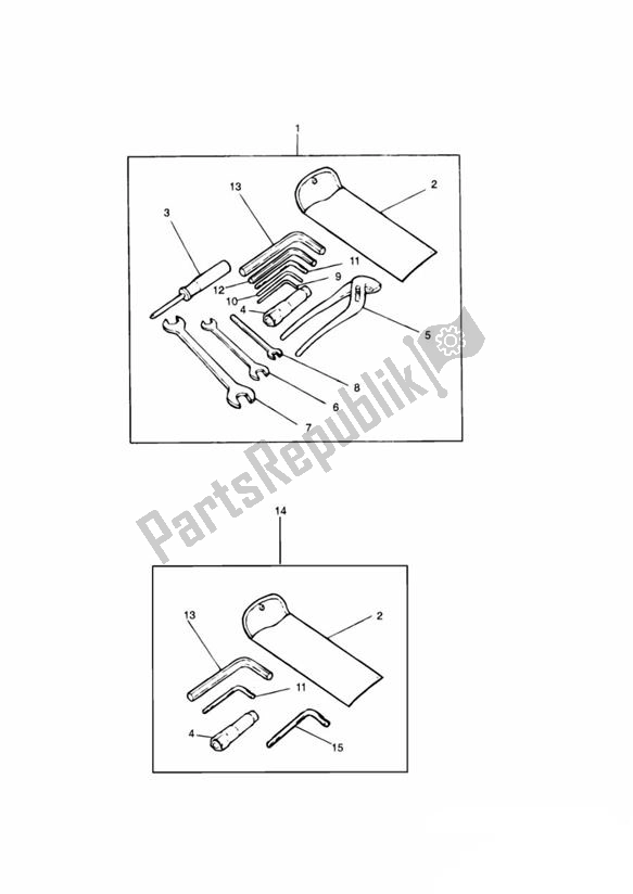 Tutte le parti per il Kit Di Strumenti del Triumph Trophy UP TO VIN 29155 1215 2012 - 2017