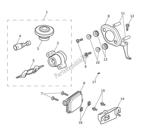 All parts for the Lockset Ignition of the Triumph Bobber UP TO AC 1195 1200 2017 - 2018
