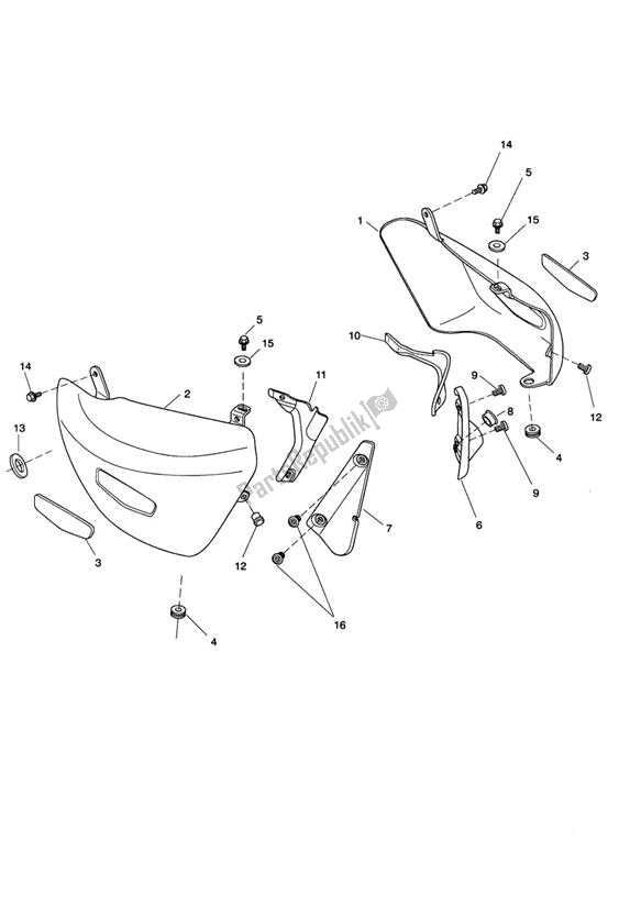 Todas as partes de Fairing Side do Triumph Rocket III 2294 2004 - 2012