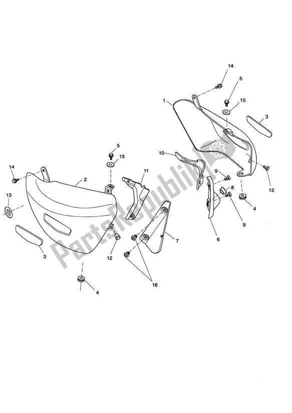 All parts for the Fairing Side of the Triumph Rocket III Roadster 2294 2010 - 2017