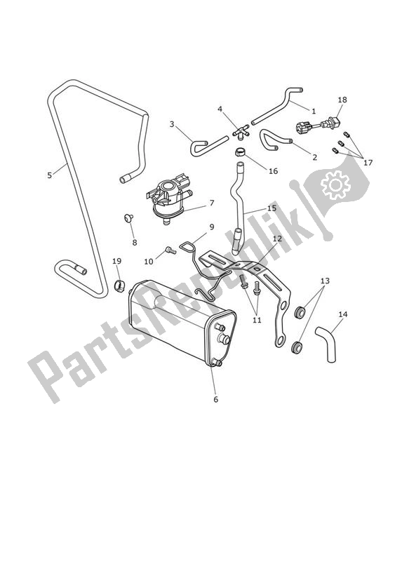 All parts for the Evap System of the Triumph Tiger 900 GT UP TO BP 6440 888 2020 - 2021
