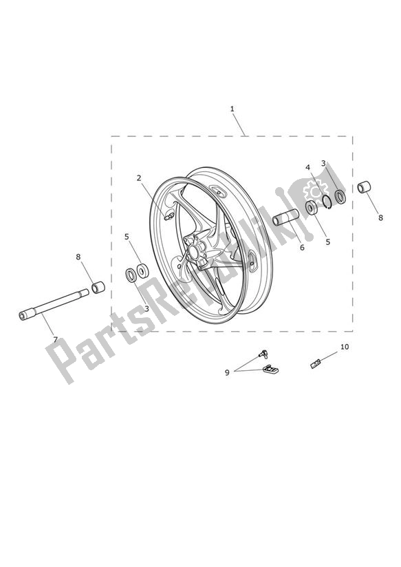 All parts for the Front Wheel of the Triumph Street Triple R & RX From VIN 560477 675 2012 - 2016
