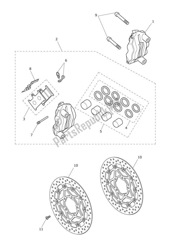 All parts for the Break Front of the Triumph Street Triple R & RX From VIN 560477 675 2012 - 2016