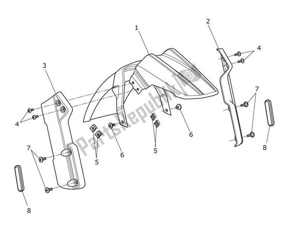 All parts for the Mudguard Front of the Triumph Tiger 1200 XCX 1215 2018 - 2020